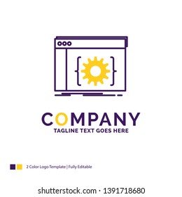 Company Name Logo Design For Api, app, coding, developer, software. Purple and yellow Brand Name Design with place for Tagline. Creative Logo template for Small and Large Business.