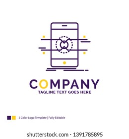 Company Name Logo Design For Api, interface, mobile, phone, smartphone. Purple and yellow Brand Name Design with place for Tagline. Creative Logo template for Small and Large Business.