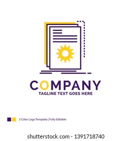 Company Name Logo Design For App, build, developer, program, script. Purple and yellow Brand Name Design with place for Tagline. Creative Logo template for Small and Large Business.