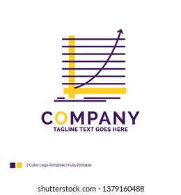 Company Name Logo Design For Arrow, chart, curve, experience, goal. Purple and yellow Brand Name Design with place for Tagline. Creative Logo template for Small and Large Business.