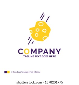 Company Name Logo Design For Asteroid, astronomy, meteor, space, comet. Purple and yellow Brand Name Design with place for Tagline. Creative Logo template for Small and Large Business.