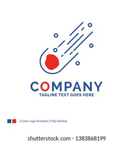 Company Name Logo Design For Asteroid, astronomy, meteor, space, comet. Blue and red Brand Name Design with place for Tagline. Abstract Creative Logo template for Small and Large Business.