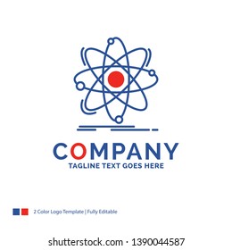 Company Name Logo Design For Atom, science, chemistry, Physics, nuclear. Blue and red Brand Name Design with place for Tagline. Abstract Creative Logo template for Small and Large Business.