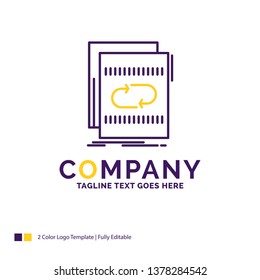 Company Name Logo Design For Audio, file, loop, mix, sound. Purple and yellow Brand Name Design with place for Tagline. Creative Logo template for Small and Large Business.