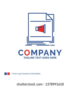 Company Name Logo Design For Audio, file, format, music, sound. Blue and red Brand Name Design with place for Tagline. Abstract Creative Logo template for Small and Large Business.