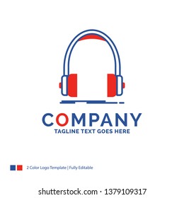 Company Name Logo Design For Audio, headphone, headphones, monitor, studio. Blue and red Brand Name Design with place for Tagline. Abstract Creative Logo template for Small and Large Business.