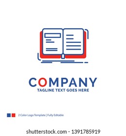 Company Name Logo Design For Author, book, open, story, storytelling. Blue and red Brand Name Design with place for Tagline. Abstract Creative Logo template for Small and Large Business.