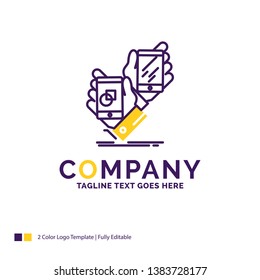 Company Name Logo Design For Awareness, brand, package, placement, product. Purple and yellow Brand Name Design with place for Tagline. Creative Logo template for Small and Large Business.
