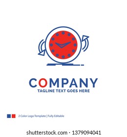 Company Name Logo Design For Backup, clock, clockwise, counter, time. Blue and red Brand Name Design with place for Tagline. Abstract Creative Logo template for Small and Large Business.