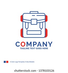 Company Name Logo Design For bag, camping, zipper, hiking, luggage. Blue and red Brand Name Design with place for Tagline. Abstract Creative Logo template for Small and Large Business.