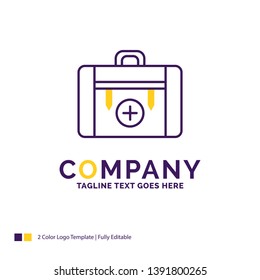 Company Name Logo Design For bag, camping, health, hiking, luggage. Purple and yellow Brand Name Design with place for Tagline. Creative Logo template for Small and Large Business.