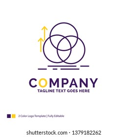 Company Name Logo Design For Balance, Circle, Alignment, Measurement, Geometry. Purple And Yellow Brand Name Design With Place For Tagline. Creative Logo Template For Small And Large Business.