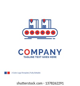 Company Name Logo Design For Belt, box, conveyor, factory, line. Blue and red Brand Name Design with place for Tagline. Abstract Creative Logo template for Small and Large Business.