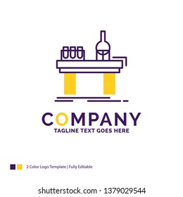 Company Name Logo Design For Biology, chemistry, lab, laboratory, production. Purple and yellow Brand Name Design with place for Tagline. Creative Logo template for Small and Large Business.
