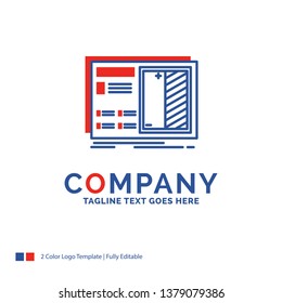 Company Name Logo Design For Blueprint, design, drawing, plan, prototype. Blue and red Brand Name Design with place for Tagline. Abstract Creative Logo template for Small and Large Business.