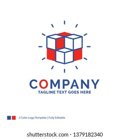 Company Name Logo Design For box, labyrinth, puzzle, solution, cube. Blue and red Brand Name Design with place for Tagline. Abstract Creative Logo template for Small and Large Business.