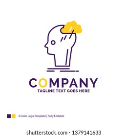 Company Name Logo Design For Brainstorm, creative, head, idea, thinking. Purple and yellow Brand Name Design with place for Tagline. Creative Logo template for Small and Large Business.
