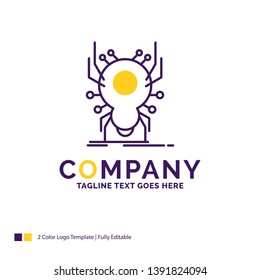 Company Name Logo Design For Bug, insect, spider, virus, App. Purple and yellow Brand Name Design with place for Tagline. Creative Logo template for Small and Large Business.