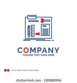 Company Name Logo Design For Build, construct, diy, engineer, workshop. Blue and red Brand Name Design with place for Tagline. Abstract Creative Logo template for Small and Large Business.