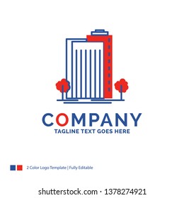 Company Name Logo Design For Building, Green, Plant, City, Smart. Blue and red Brand Name Design with place for Tagline. Abstract Creative Logo template for Small and Large Business.