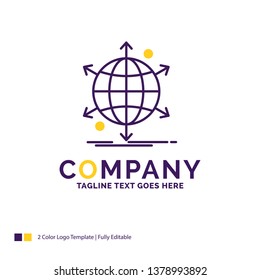 Company Name Logo Design For business, international, net, network, web. Purple and yellow Brand Name Design with place for Tagline. Creative Logo template for Small and Large Business.