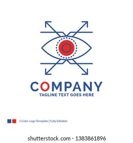 Company Name Logo Design For Business, eye, look, vision. Blue and red Brand Name Design with place for Tagline. Abstract Creative Logo template for Small and Large Business.
