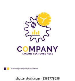 Company Name Logo Design For Business, engineering, management, process. Purple and yellow Brand Name Design with place for Tagline. Creative Logo template for Small and Large Business.
