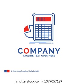 Company Name Logo Design For calculator, calculation, math, progress, graph. Blue and red Brand Name Design with place for Tagline. Abstract Creative Logo template for Small and Large Business.
