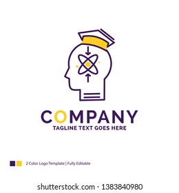 Company Name Logo Design For Capability, Head, Human, Knowledge, Skill. Purple And Yellow Brand Name Design With Place For Tagline. Creative Logo Template For Small And Large Business.