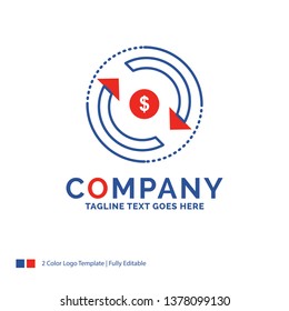 Company Name Logo Design For Circulation, finance, flow, market, money. Blue and red Brand Name Design with place for Tagline. Abstract Creative Logo template for Small and Large Business.