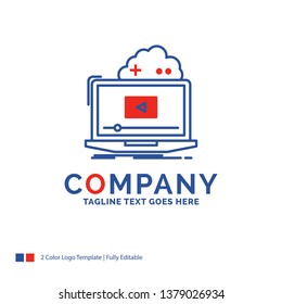 Company Name Logo Design For Cloud, game, online, streaming, video. Blue and red Brand Name Design with place for Tagline. Abstract Creative Logo template for Small and Large Business.