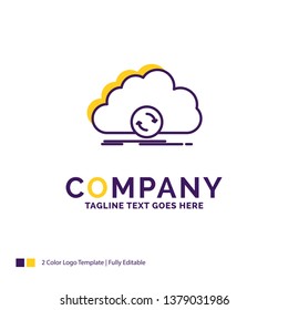 Company Name Logo Design For cloud, syncing, sync, data, synchronization. Purple and yellow Brand Name Design with place for Tagline. Creative Logo template for Small and Large Business.