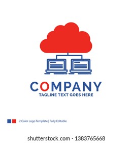 Company Name Logo Design For cloud, network, server, internet, data. Blue and red Brand Name Design with place for Tagline. Abstract Creative Logo template for Small and Large Business.