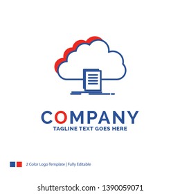 Company Name Logo Design For cloud, access, document, file, download. Blue and red Brand Name Design with place for Tagline. Abstract Creative Logo template for Small and Large Business.