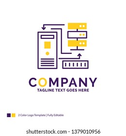 Company Name Logo Design For Combination, data, database, electronic, information. Purple and yellow Brand Name Design with place for Tagline. Creative Logo template for Small and Large Business.