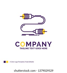 Company Name Logo Design, communication, interaction, marketing, wire. Purple and yellow Brand Name Design with place for Tagline. Creative Logo template for Small and Large Business.