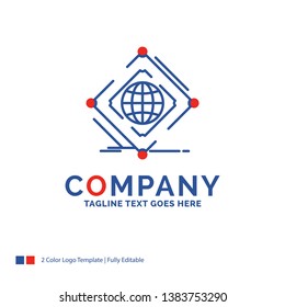 Company Name Logo Design For Complex, global, internet, net, web. Blue and red Brand Name Design with place for Tagline. Abstract Creative Logo template for Small and Large Business.