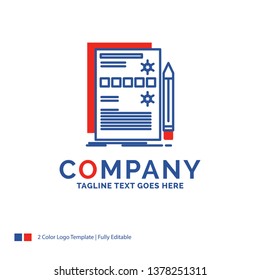 Company Name Logo Design For Component, data, design, hardware, system. Blue and red Brand Name Design with place for Tagline. Abstract Creative Logo template for Small and Large Business.