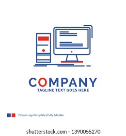 Company Name Logo Design For Computer, desktop, gaming, pc, personal. Blue and red Brand Name Design with place for Tagline. Abstract Creative Logo template for Small and Large Business.
