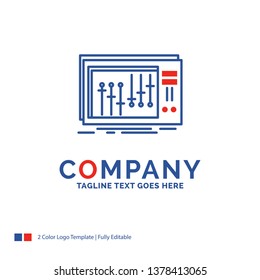 Company Name Logo Design For Console, dj, mixer, music, studio. Blue and red Brand Name Design with place for Tagline. Abstract Creative Logo template for Small and Large Business.
