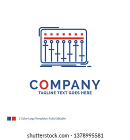Company Name Logo Design For Console, dj, mixer, music, studio. Blue and red Brand Name Design with place for Tagline. Abstract Creative Logo template for Small and Large Business.