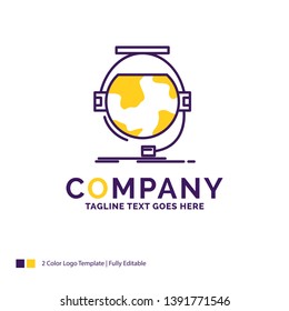 Company Name Logo Design For consultation, education, online, e learning, support. Purple and yellow Brand Name Design with place for Tagline. Creative Logo template for Small and Large Business.