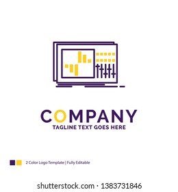 Company Name Logo Design For control, equalizer, equalization, sound, studio. Purple and yellow Brand Name Design with place for Tagline. Creative Logo template for Small and Large Business.