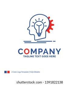 Company Name Logo Design For creative, creativity, head, idea, thinking. Blue and red Brand Name Design with place for Tagline. Abstract Creative Logo template for Small and Large Business.