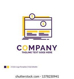 Company Name Logo Design For Crowdfunding, funding, fundraising, platform, website. Purple and yellow Brand Name Design with place for Tagline. Creative Logo template for Small and Large Business.
