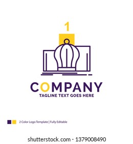 Company Name Logo Design For Crown, king, leadership, monarchy, royal. Purple and yellow Brand Name Design with place for Tagline. Creative Logo template for Small and Large Business.