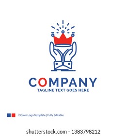Company Name Logo Design For Crown, honor, king, market, royal. Blue and red Brand Name Design with place for Tagline. Abstract Creative Logo template for Small and Large Business.