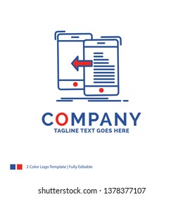 Company Name Logo Design For data, transfer, mobile, management, Move. Blue and red Brand Name Design with place for Tagline. Abstract Creative Logo template for Small and Large Business.