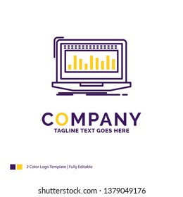 Company Name Logo Design For Data, financial, index, monitoring, stock. Purple and yellow Brand Name Design with place for Tagline. Creative Logo template for Small and Large Business.
