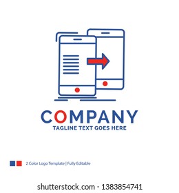 Company Name Logo Design For data, Sharing, sync, synchronization, syncing. Blue and red Brand Name Design with place for Tagline. Abstract Creative Logo template for Small and Large Business.